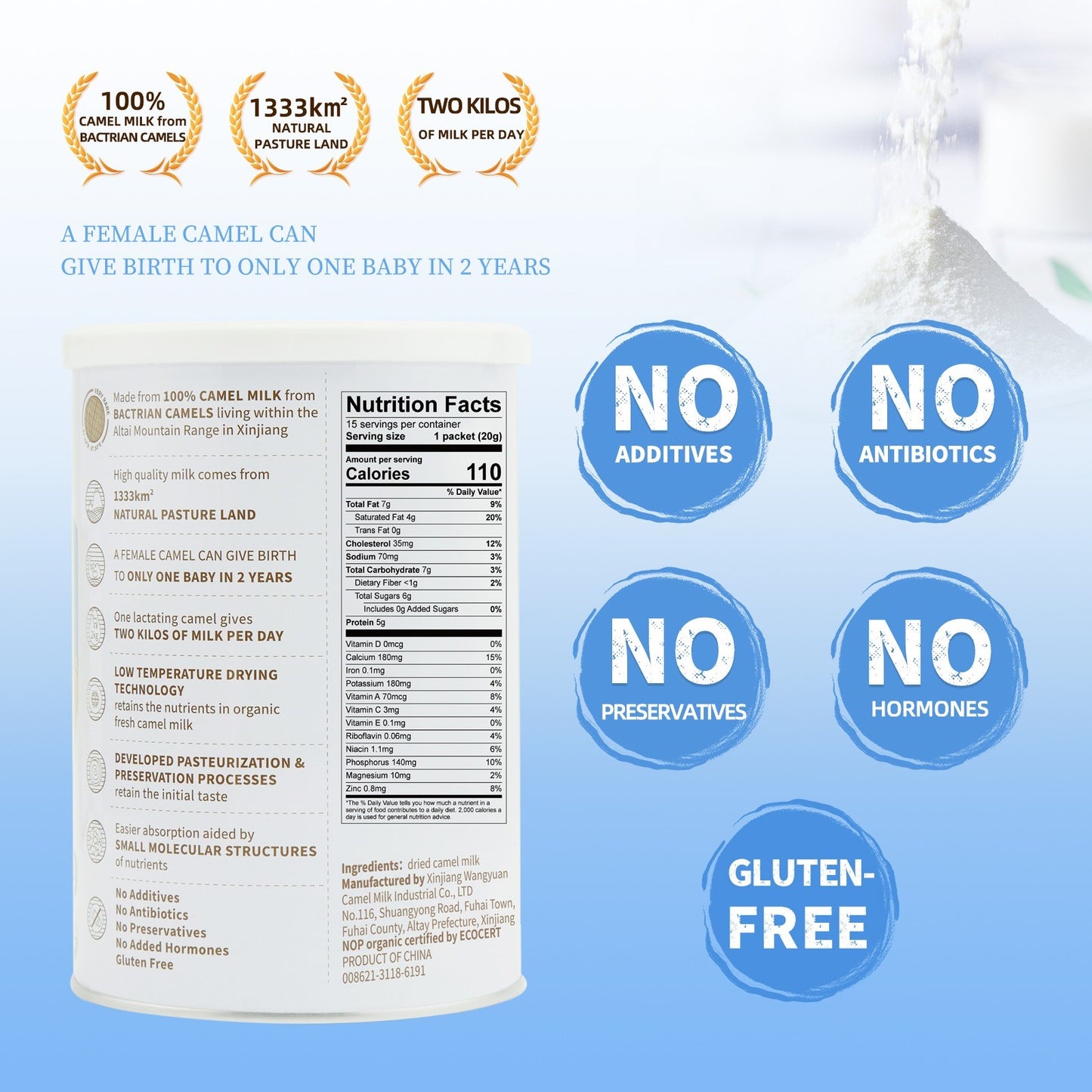 WANG YUAN Altai Bactrian Camel Milk Powder – Silver Label